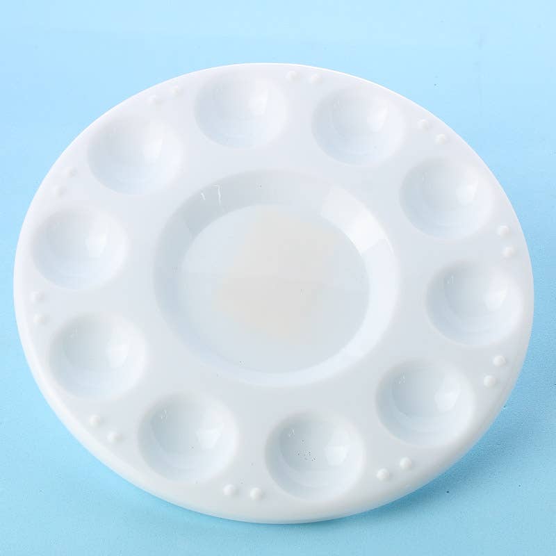 10 Well Round Plastic Paint Palette - 7" diameter Tray