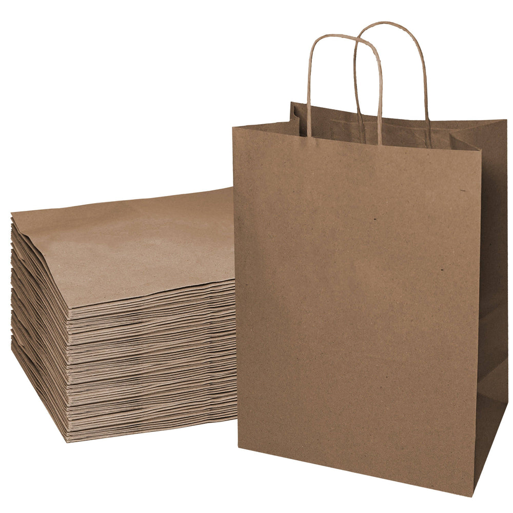 18x7x19 Jumbo Kraft Paper Gift Bags with Twine Handles Brown: 50