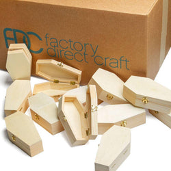 6" Unfinished Wood Coffin Box with Hinged Lid -Wooden Casket