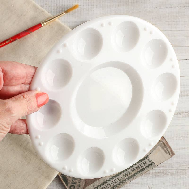10 Well Round Plastic Paint Palette - 7" diameter Tray