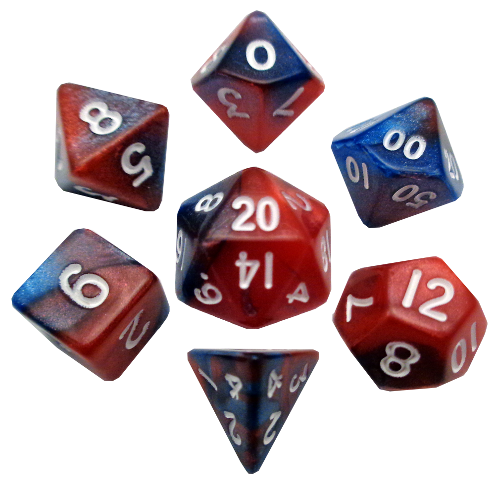 10mm Mini Dice Acrylic Polyhedral Set (24 Options): Ethereal Light Purple with White Numbers