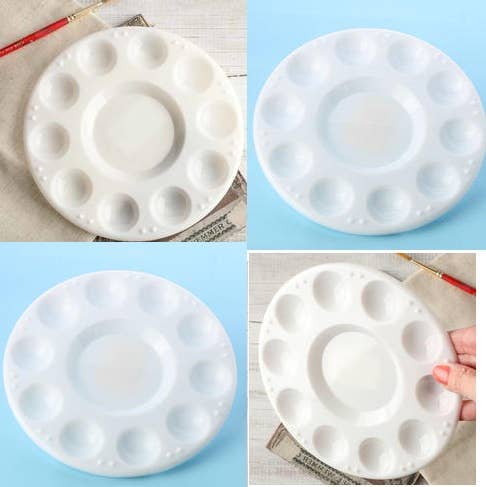 10 Well Round Plastic Paint Palette - 7" diameter Tray
