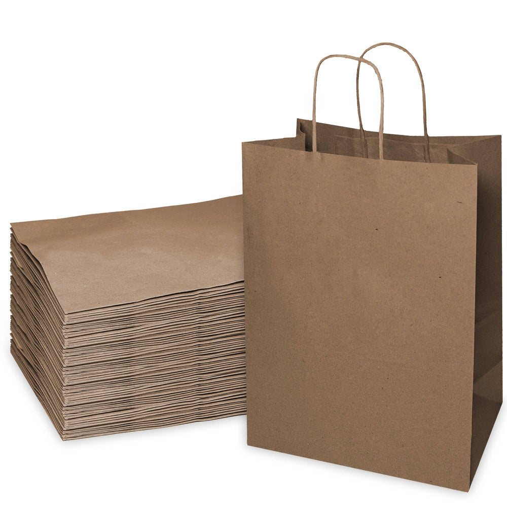 13"X7"X17" Large Kraft Paper Gift Bags w/Twine Handles Brown: 100pcs