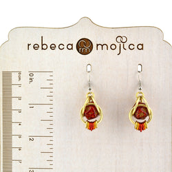 D20 Red Glitter Earrings - Mini Dice Chainmaille Jewelry: Gold-plate