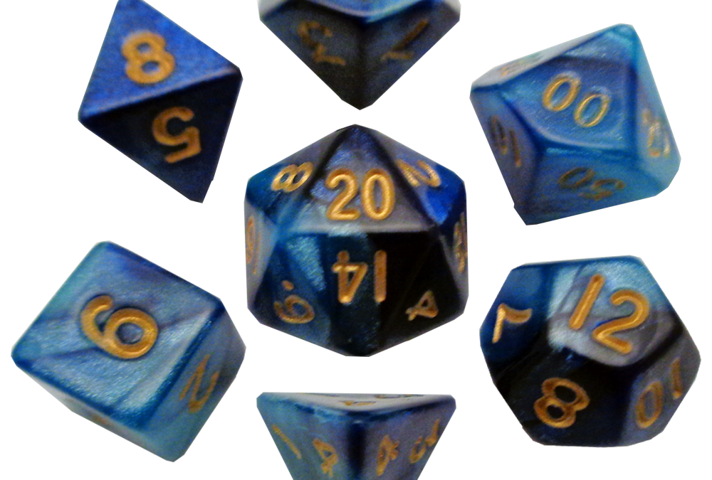 10mm Mini Dice Acrylic Polyhedral Set (24 Options): Marble with Red Numbers