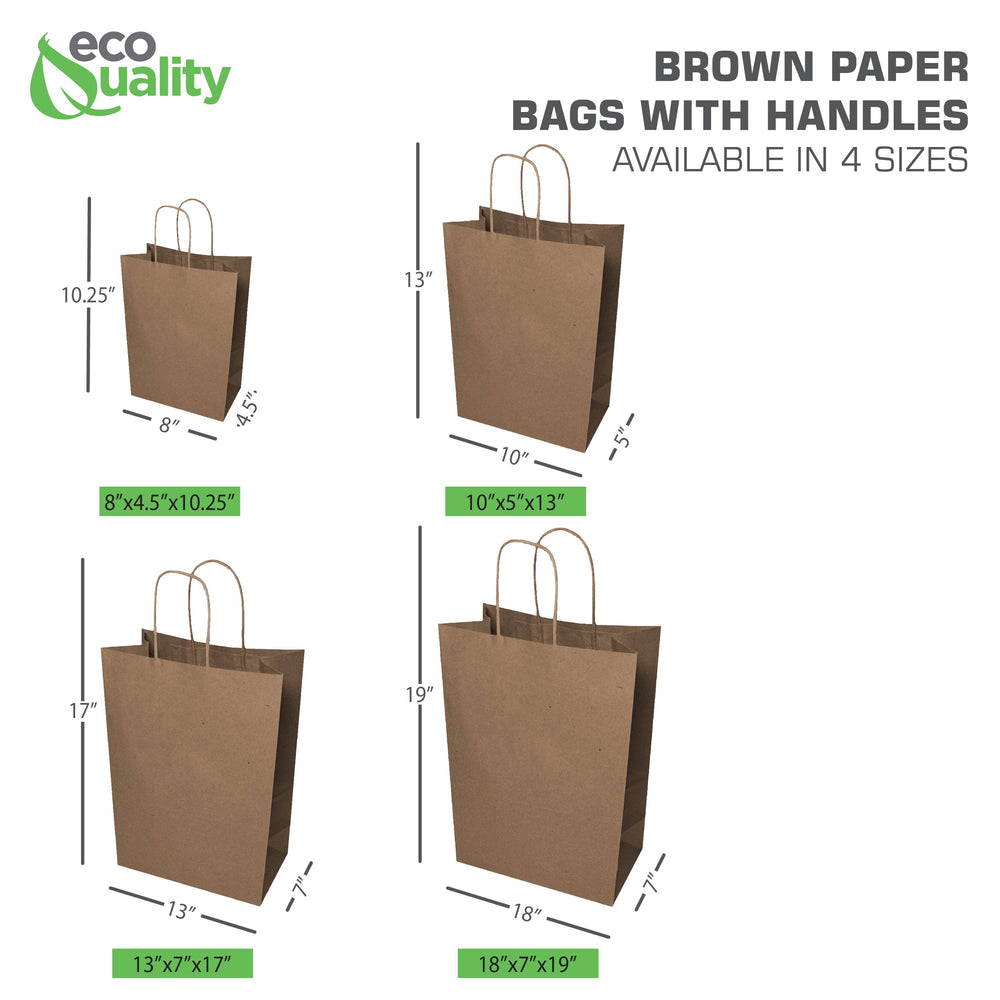 18x7x19 Jumbo Kraft Paper Gift Bags with Twine Handles Brown: 50
