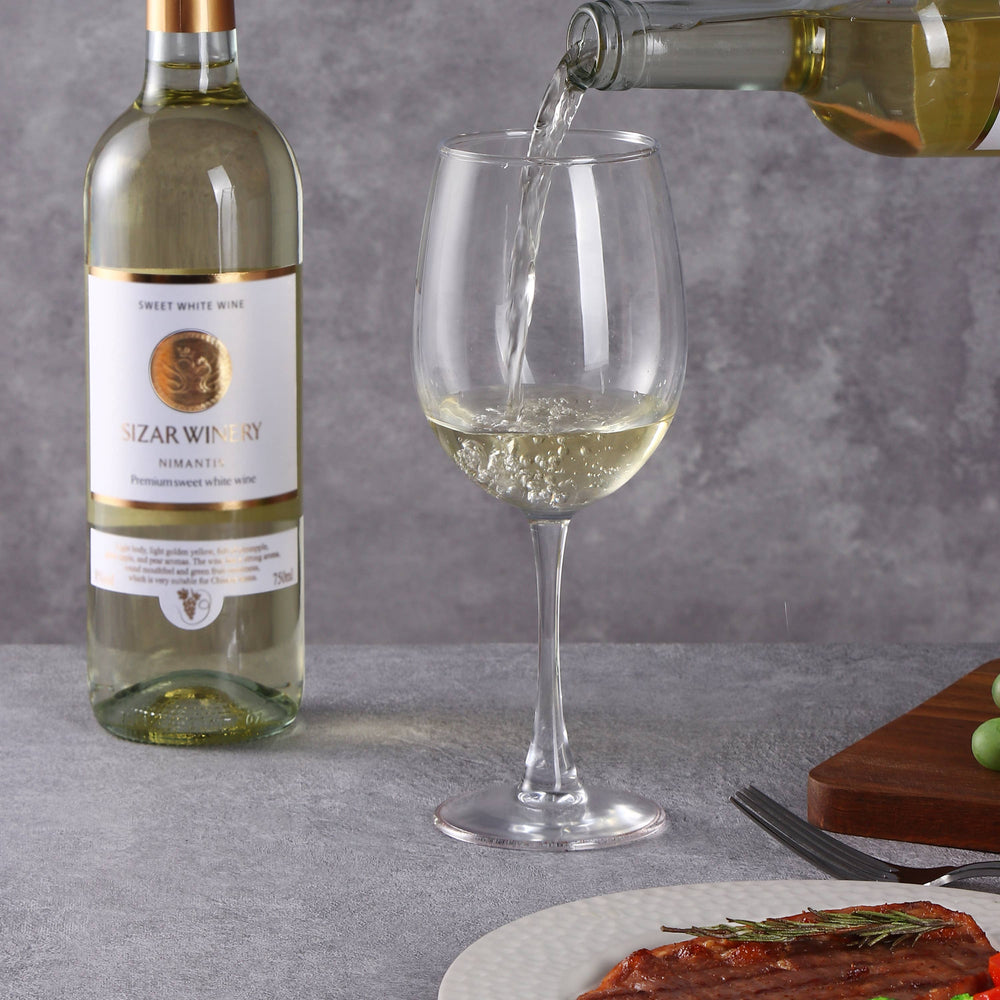 Lorren Home Trends White Wine Glasses, Clear Glass, 13 Ounce Capacity, Long Stem Design, Set of 6