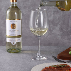 Lorren Home Trends White Wine Glasses, Clear Glass, 13 Ounce Capacity, Long Stem Design, Set of 6