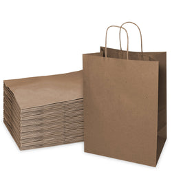 10x5x13 Medium Kraft Paper Gift Bags w/Twine Handles Brown: 100pcs