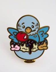 Pastry Pets: Ice Cream Sundae Budgie - Pin & RPG Dice Set