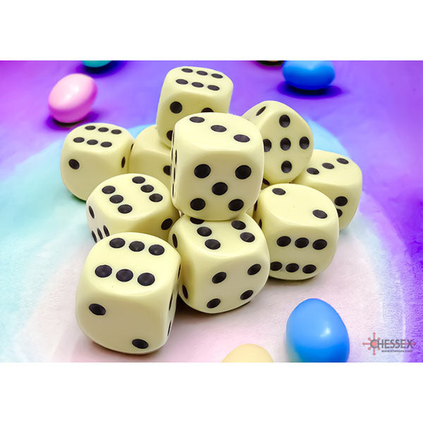 Chessex 16mm d6 (12) Opaque - Pastel Yellow/Black