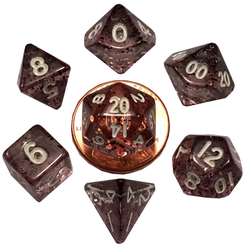 10mm Mini Dice Acrylic Polyhedral Set (24 Options): Red and Blue with White Numbers