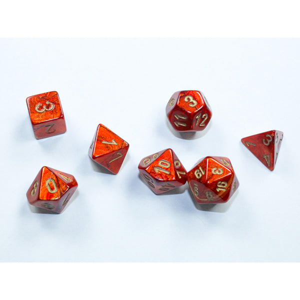 Chessex 7-Die Set Mini Scarab - Scarlet/Gold