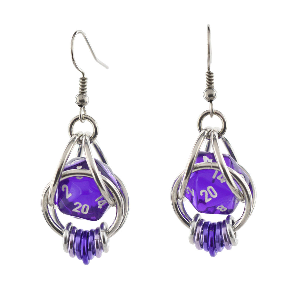 D20 Earrings - LGBTQ Rainbow or Ombre Coil: Rainbow / Turquoise
