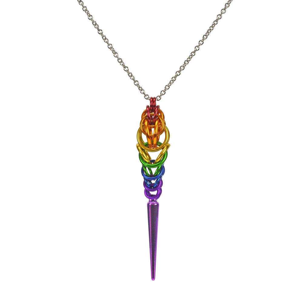 LGBTQ Rainbow Pride - Spike Pendant: LONG (30" seamless chain)