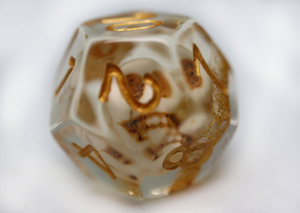 Skull and Gold Glitter RPG Dice Set