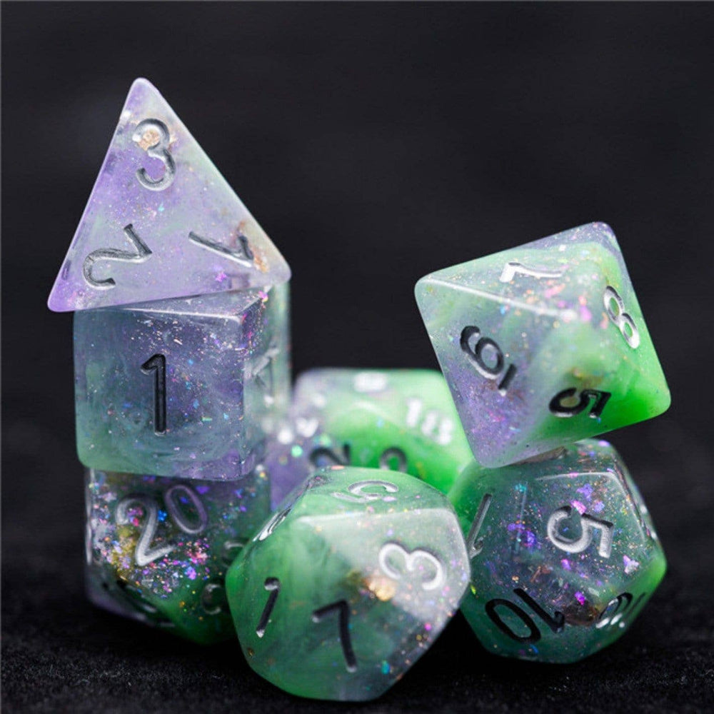 Green & Purple Seabed Treasure Dice Set