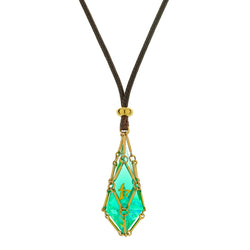 Mysticage Dice Chain Necklace with D4 - Brown Leather Chain