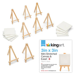 Mini Easel & Canvas Sets - 8 pcs: 3” X 3”