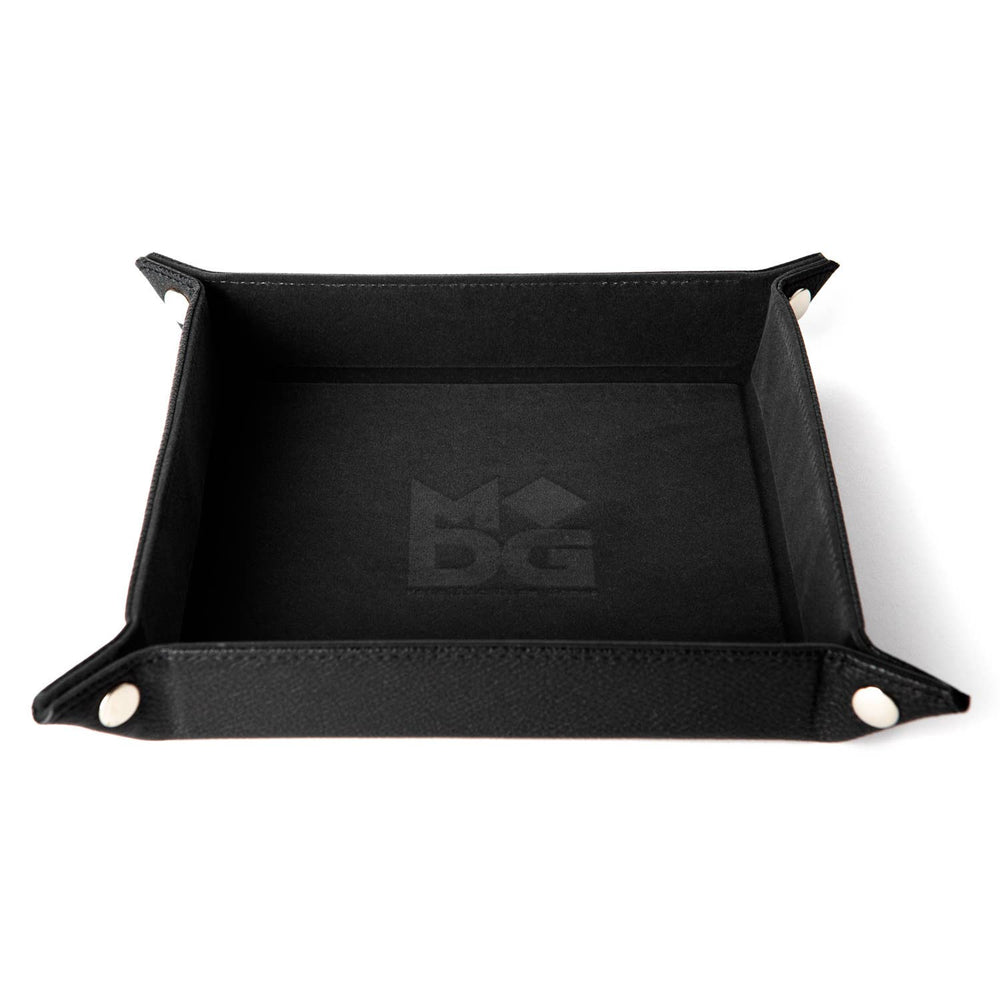 Velvet Folding Dice Tray with Leather Backing (7 Colors): Blue
