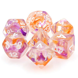 Purple & Orange Swirl Dice RPG Dice Set