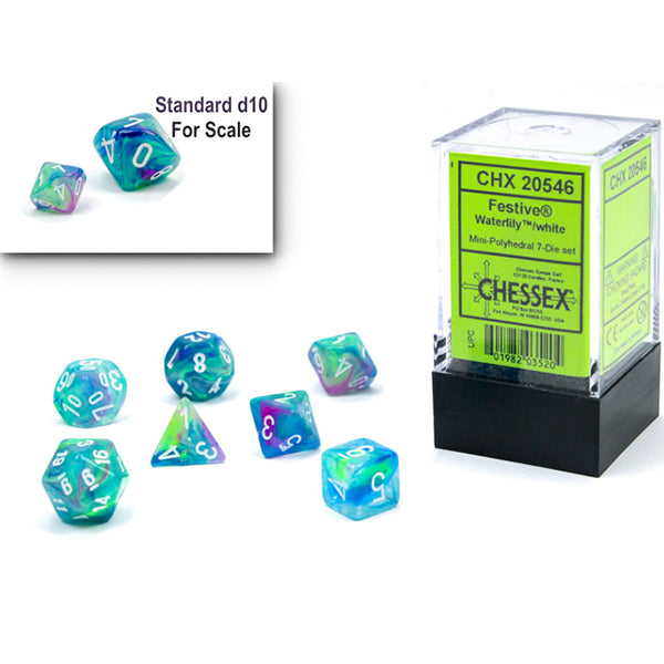 Chessex 7-Die Set Mini Festive - Waterlily/White