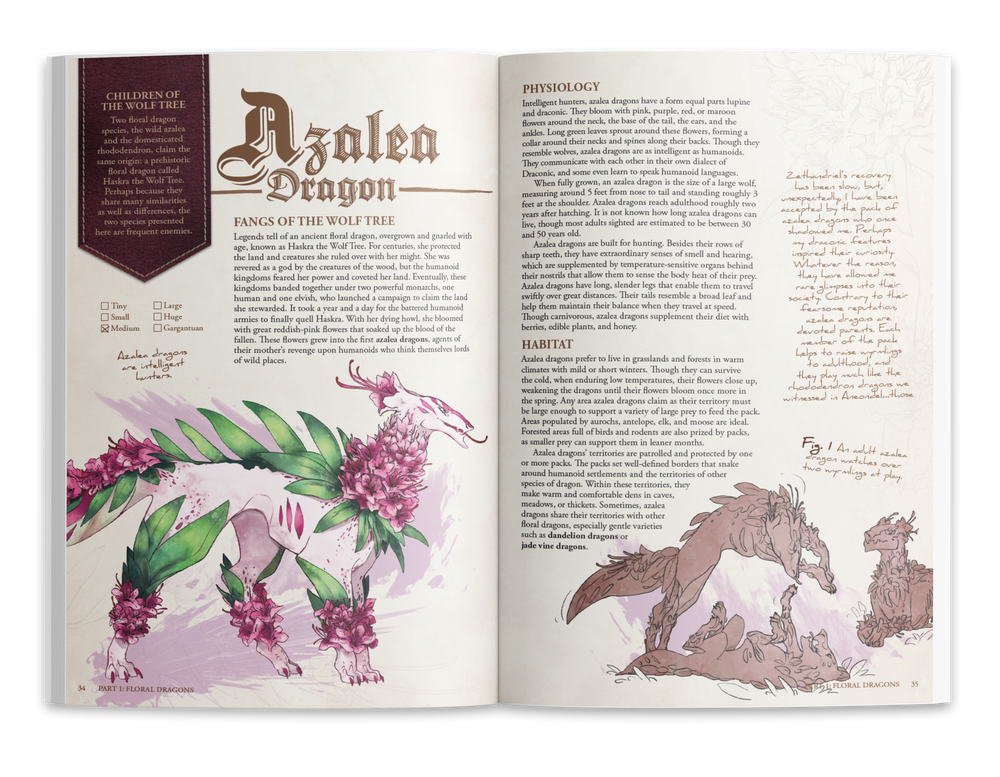 The Field Guide To Floral Dragons: Flower Dragon Bestiary - 5e D&D (Deluxe Hardcover)