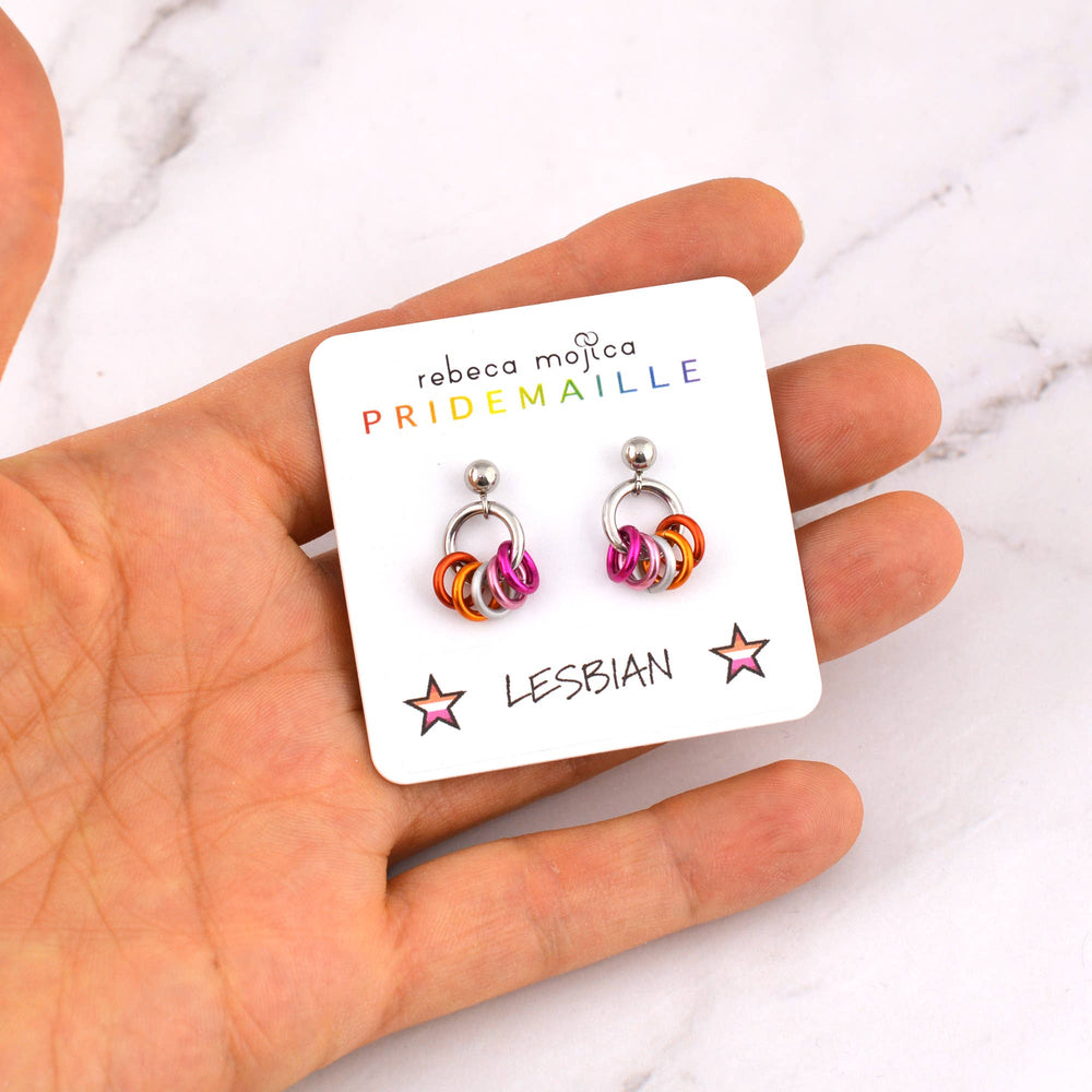 Lesbian Pride - Tiny Hoop Flag Earring