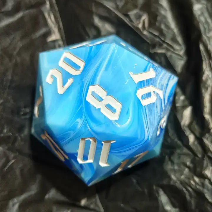 Huge D20 55mm - Marble: Marble Pink/Black