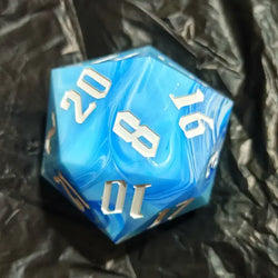 Huge D20 55mm - Marble: Marble Pink/Black