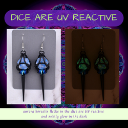 D20 Clear Blue Shimmer Earrings - UV Reactive Dice Jewelry