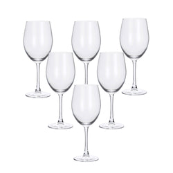 Lorren Home Trends White Wine Glasses, Clear Glass, 13 Ounce Capacity, Long Stem Design, Set of 6