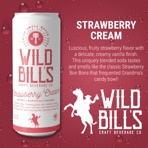 Wild Bill's - Strawberry Cream: Premium Cane Sugar Soda