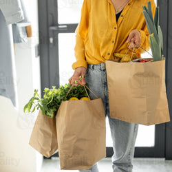 18x7x19 Jumbo Kraft Paper Gift Bags with Twine Handles Brown: 50