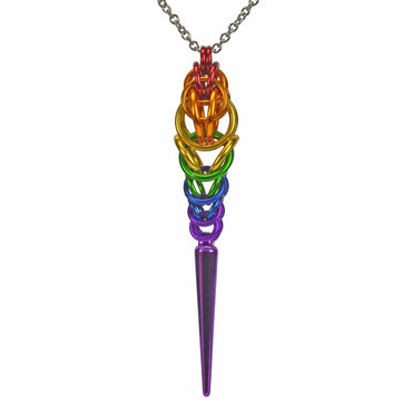 LGBTQ Rainbow Pride - Spike Pendant: LONG (30" seamless chain)