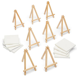 Mini Easel & Canvas Sets - 8 pcs: 3” X 3”