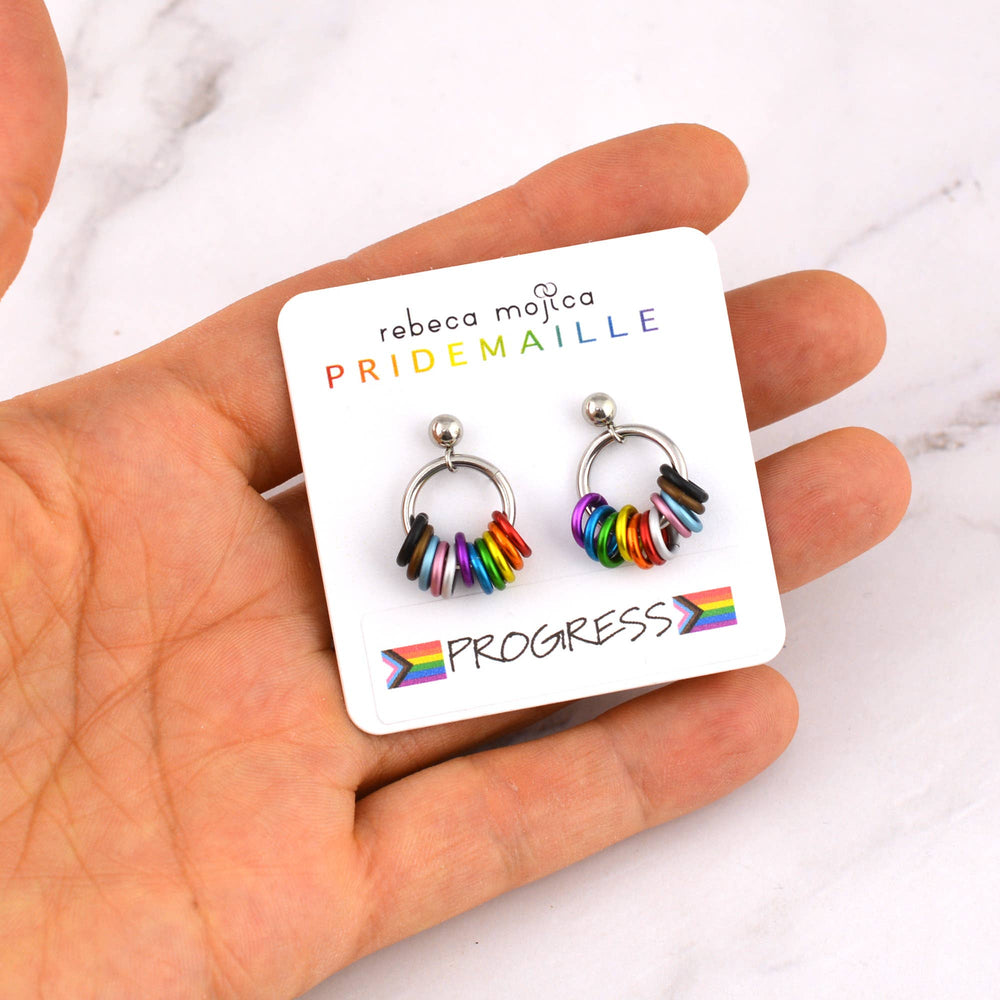 LGBTQ Progress Pride - Small Hoop Earring on Post