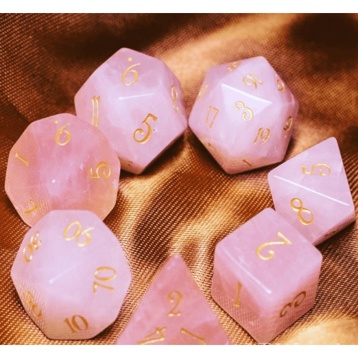Pink Cat Eye Gemstone Dice Set
