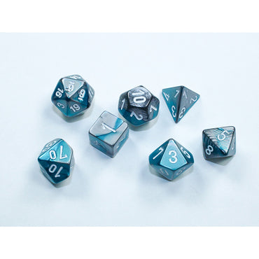 Chessex 7-Die Set Mini Gemini - Steel-Teal/White