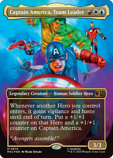 Captain America, Team Leader (Borderless) (Surge Foil) [Marvel Super Heroes Commander]