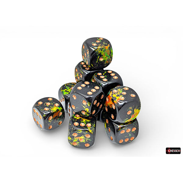 Chessex 16mm d6 (12) Brush Dice - Deep Forest