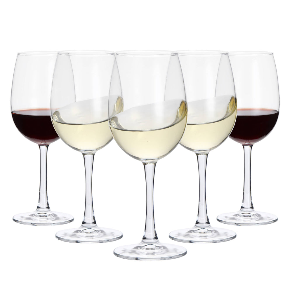 Lorren Home Trends White Wine Glasses, Clear Glass, 13 Ounce Capacity, Long Stem Design, Set of 6