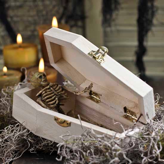 6" Unfinished Wood Coffin Box with Hinged Lid -Wooden Casket