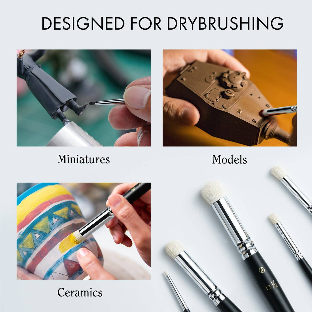 ARTIFY 5 PCS Drybrush Set for Miniature and Model, Expert Series - Black