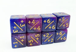 +1/+1 Dark Blue & Purple Glitter Counters for Magic - set of 8