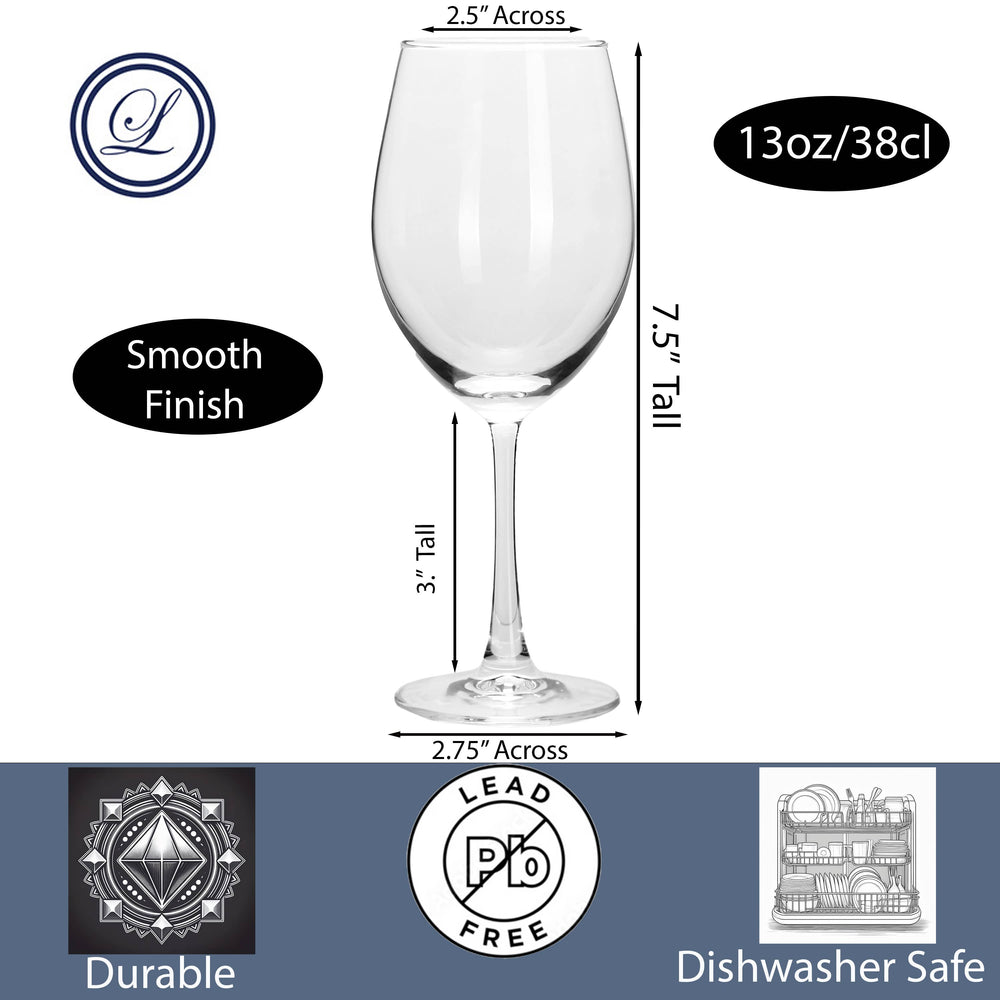 Lorren Home Trends White Wine Glasses, Clear Glass, 13 Ounce Capacity, Long Stem Design, Set of 6