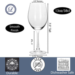 Lorren Home Trends White Wine Glasses, Clear Glass, 13 Ounce Capacity, Long Stem Design, Set of 6