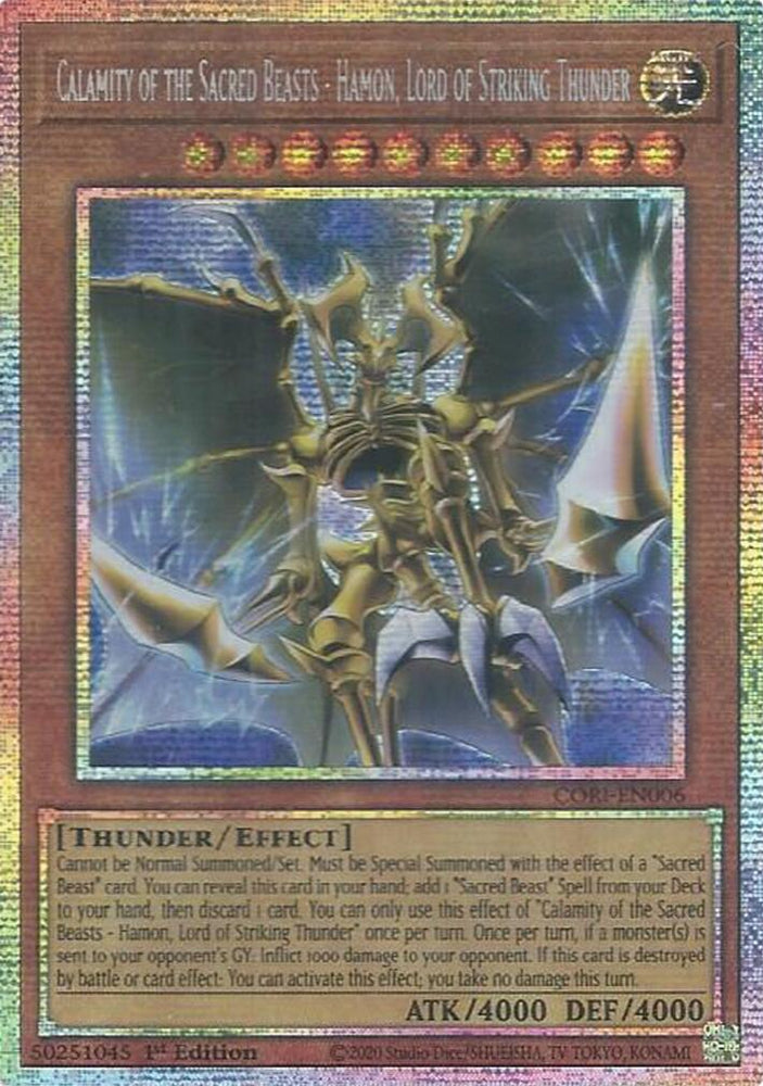 Calamity of the Sacred Beasts - Hamon, Lord of Striking Thunder (Starlight Rare) [CORI-EN006] Starlight Rare
