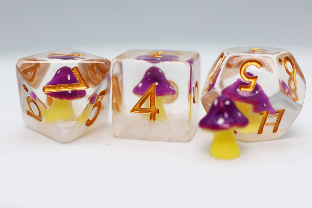 Purple Mushroom RPG Dice Set