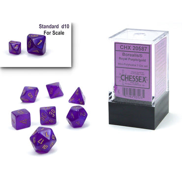 Chessex 7-Die Set Mini Borealis Luminary - Royal Purple/Gold